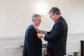 PP Michael handing over the chains of office to President Jeremy